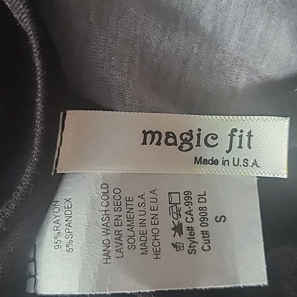 Magic Fit -Light Gray Black & Charcoal Color Block Drape Top - Women -NWOT - Picture 9 of 9